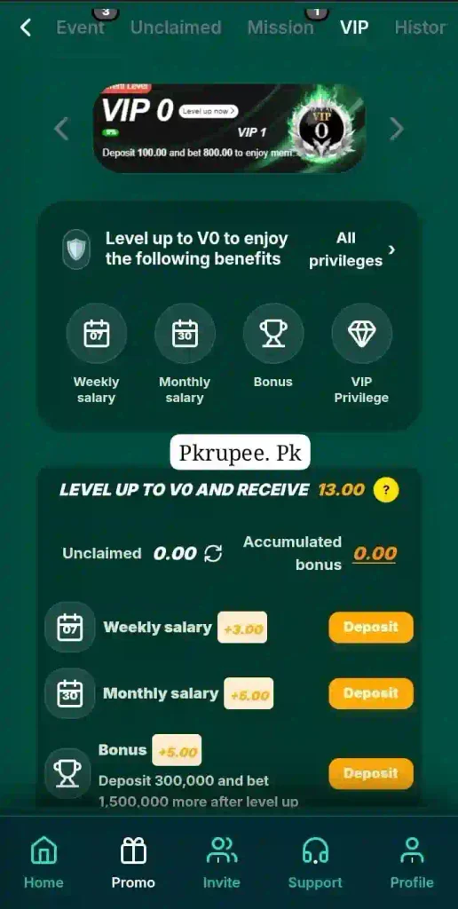 pk Rupees vip level